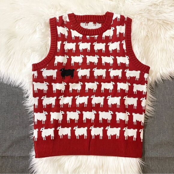 BLACK SHEEP RED VEST INSPIRED PRINCESS DIANA SWEATER - Picture 3 of 9